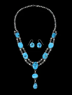 Navajo Kingman Turquoise Necklace and Earring Set