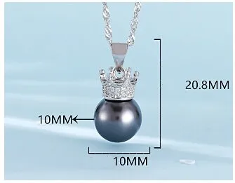 Necklace Pendant Blank Setting Crown Charm 10x21mm Sterling Silver White Gold Fine 925 For One Pearl Prong DIY Jewelry Finding Wholesale 1pc