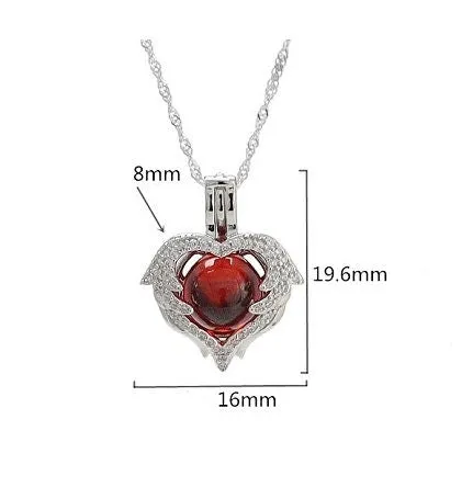 Necklace Pendant Blank Setting Heart Charm 16x20mm Sterling Silver Fine 925 For One Bead No Prong DIY Jewelry Finding Wholesale 1pc