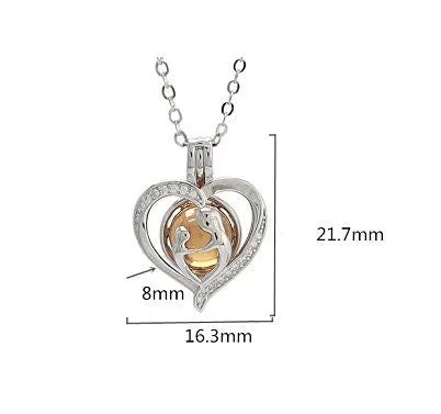 Necklace Pendant Blank Setting Heart Charm 16x22mm Sterling Silver Fine 925 For One Bead No Prong DIY Jewelry Finding Wholesale 1pc