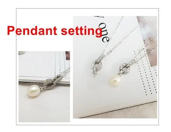 Necklace Pendant Setting Blank 10mm 1pc 1.1g 925 Sterling Silver for 1 Pearl CZ Semi Mount Wholesale Available