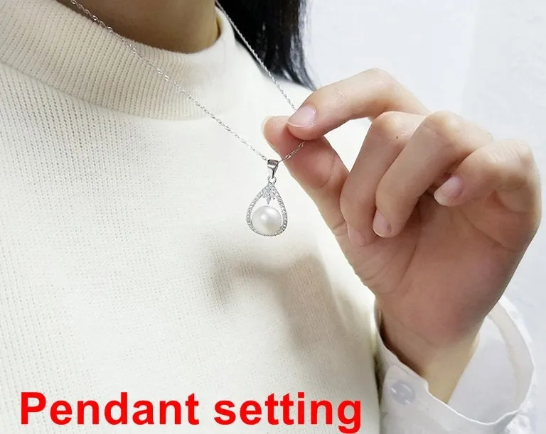 Necklace Pendant Setting Blank 14x26mm 1pc 1.5g 925 Sterling Silver Drop Shape Base for 1 Pearl Bead CZ Semi Mount Wholesale Available