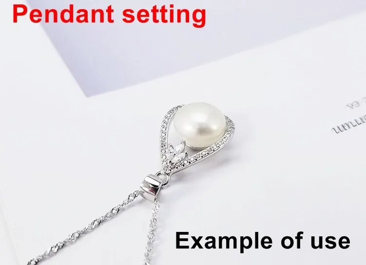 Necklace Pendant Setting Blank 14x26mm 1pc 1.5g 925 Sterling Silver Drop Shape Base for 1 Pearl Bead CZ Semi Mount Wholesale Available