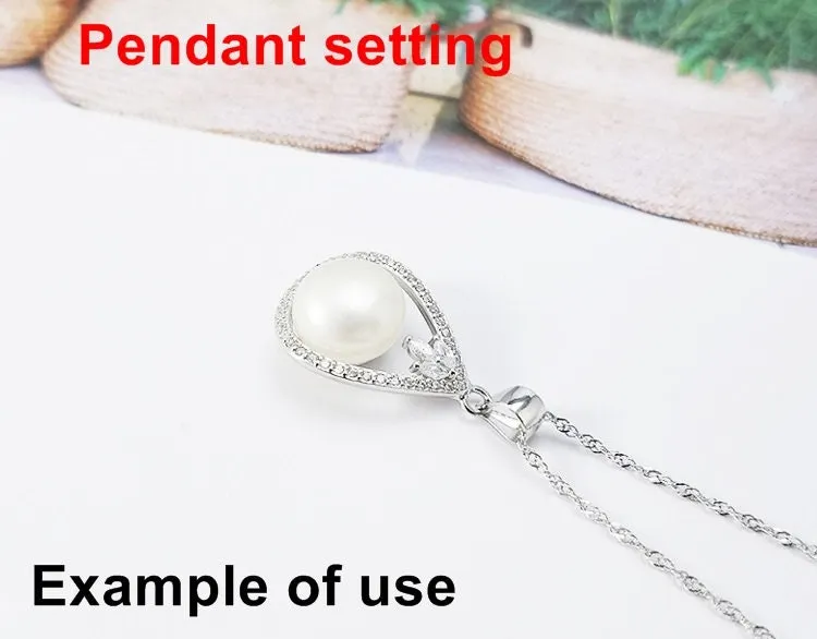 Necklace Pendant Setting Blank 14x26mm 1pc 1.5g 925 Sterling Silver Drop Shape Base for 1 Pearl Bead CZ Semi Mount Wholesale Available