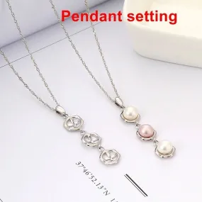 Necklace Pendant Setting Blank 6.5mm 1pc 1.3g 925 Sterling Silver Hexagon Shape Base for 3 Pearls Beads Wholesale Available