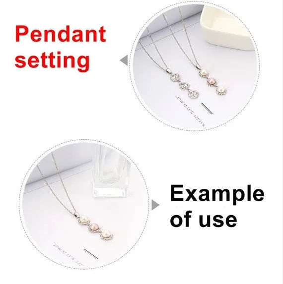 Necklace Pendant Setting Blank 6.5mm 1pc 1.3g 925 Sterling Silver Hexagon Shape Base for 3 Pearls Beads Wholesale Available