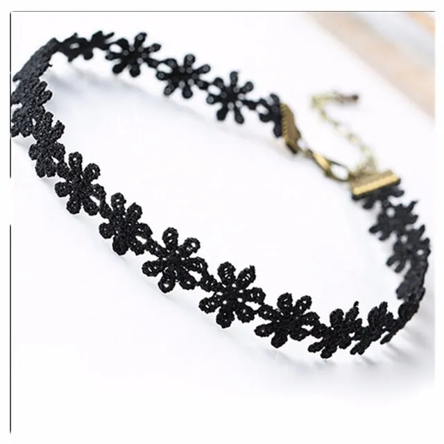 New Fashion Punk Gothic Girl Black Velvet Lace Harajuku Chokers Necklace Torques For Women Tattoo Clavicle Collares Jewelry Gift