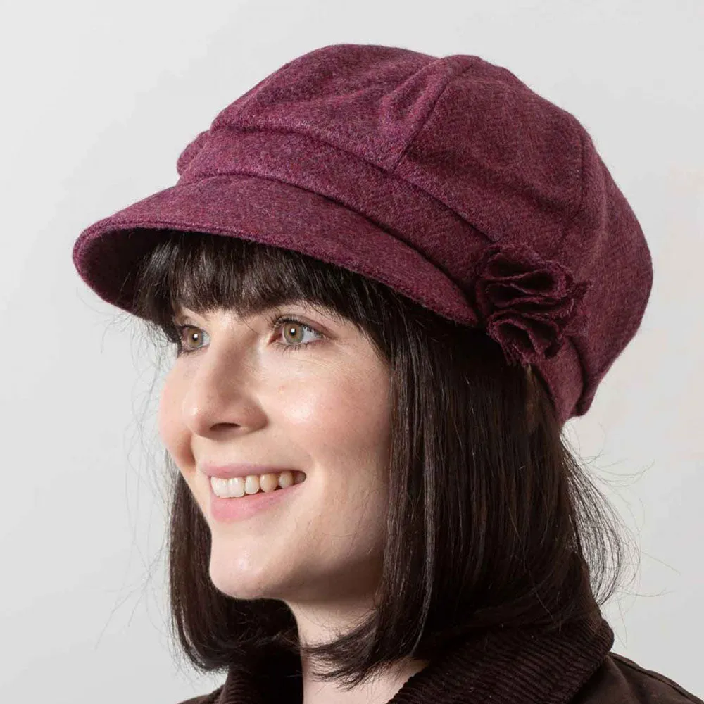 Newsboy Cap, Raspberry Herringbone