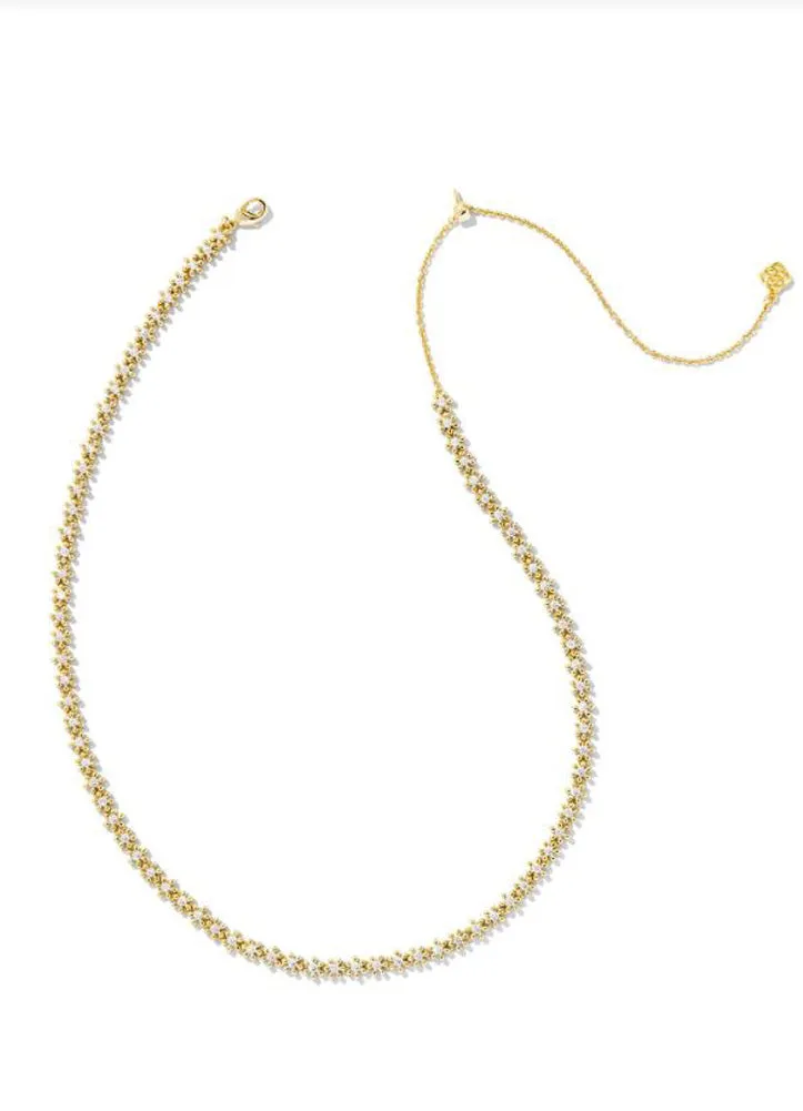 Nydia Strand Necklace Gold White Crystal by Kendra Scott