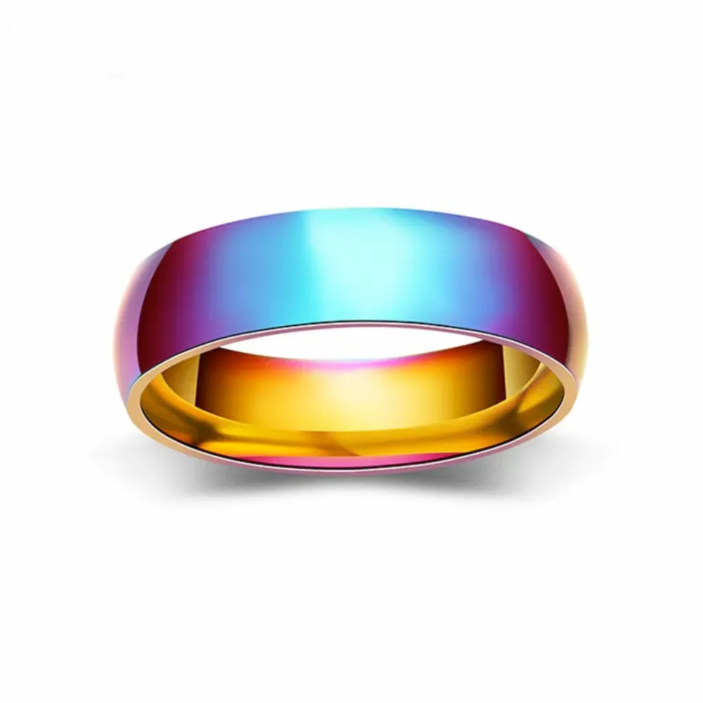 OB Rainbow Anodized Titanium Ring for Women and Men – Happy Unisex Jewelry