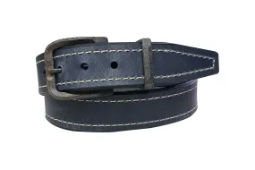 Oil Tanned Casual Belt<br>Distressed Buckle<br> Dark Slate