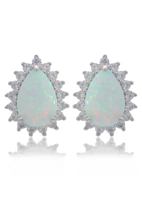 OPAL GLOW ROZELLE WHITE CREATED OPAL EARRINGS SILVER