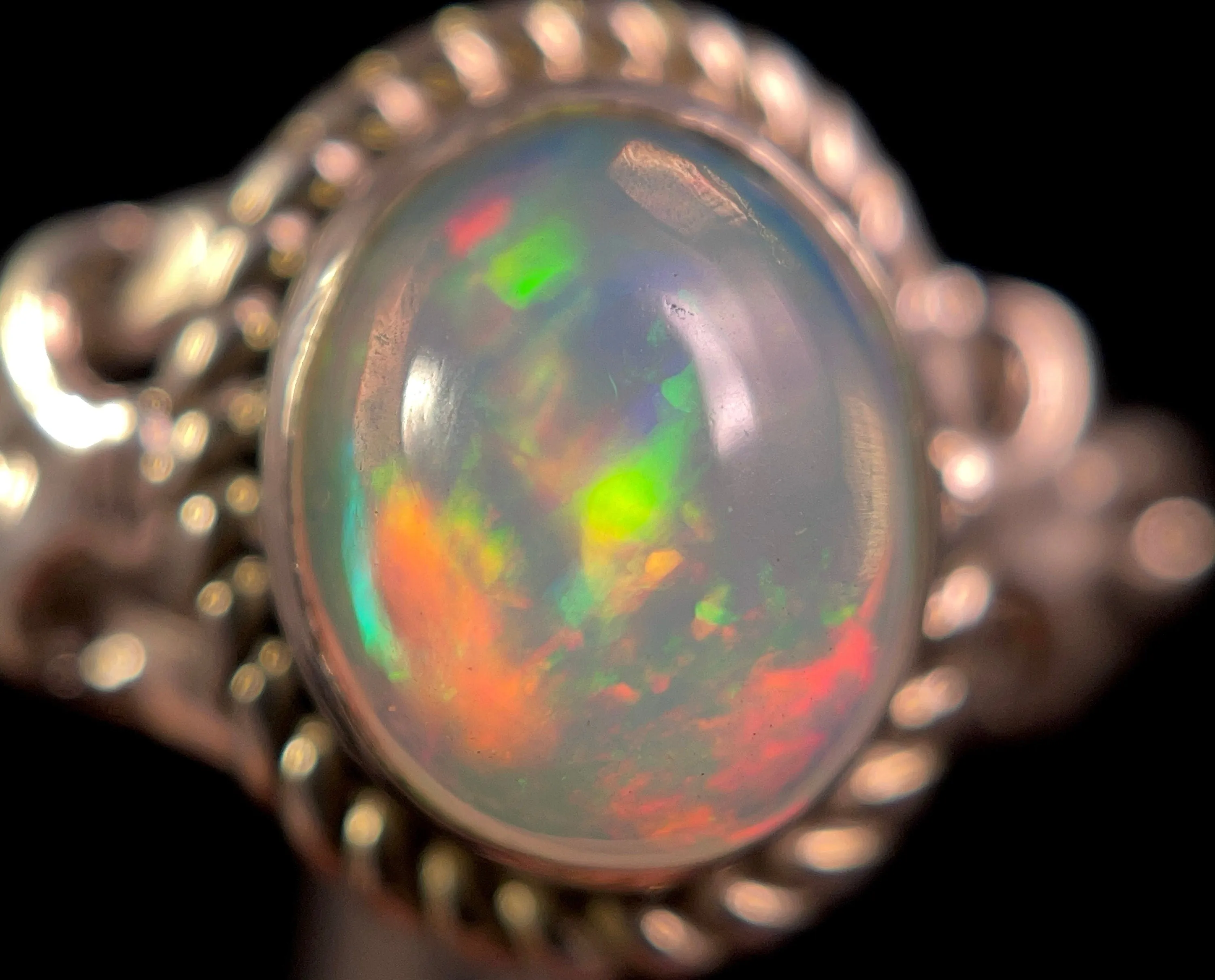 OPAL RING - Sterling Silver, Size 10 - Ethiopian Opal Rings for Women, Bridal Jewelry, Welo Opal, 49155