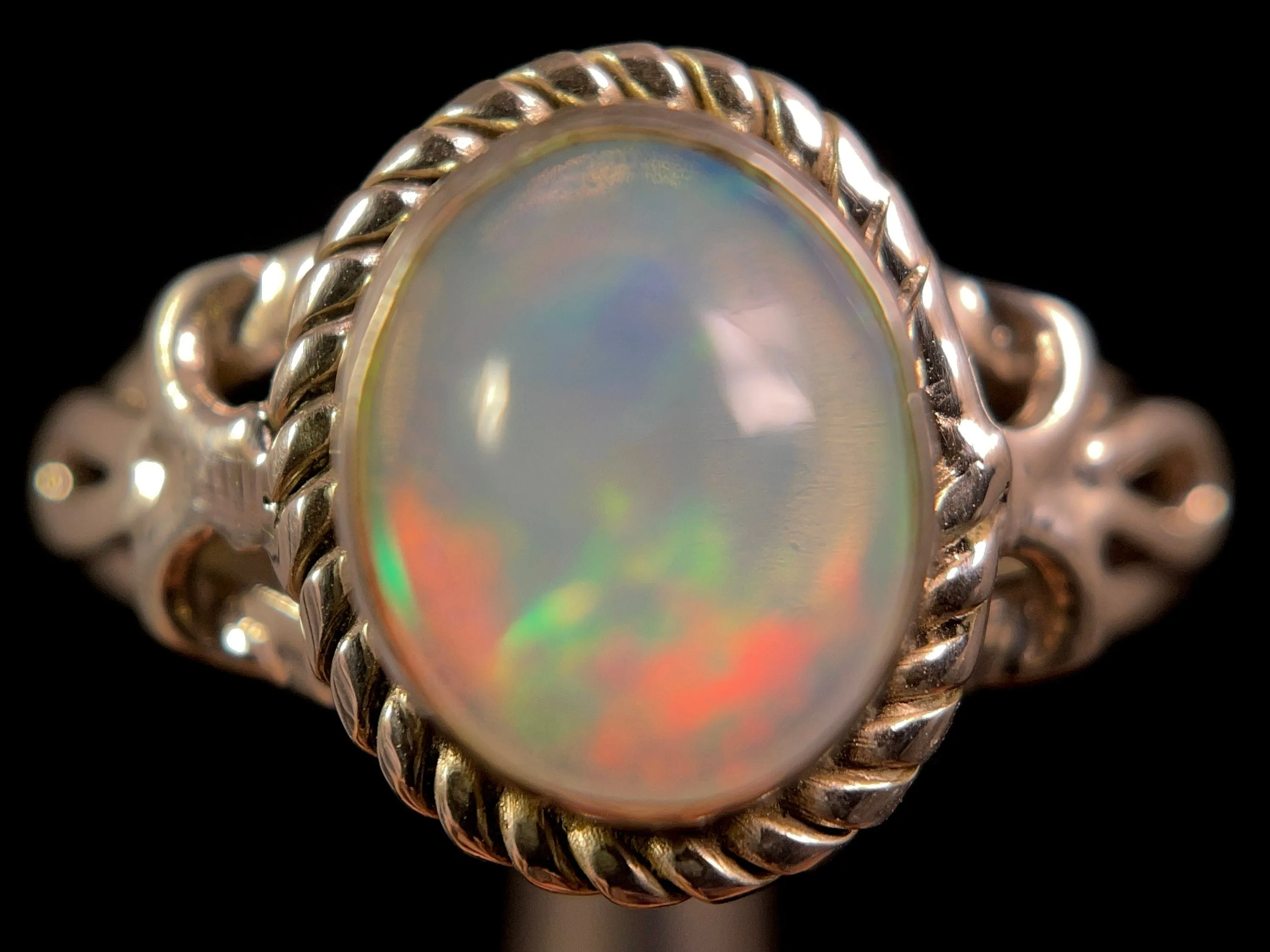 OPAL RING - Sterling Silver, Size 10 - Ethiopian Opal Rings for Women, Bridal Jewelry, Welo Opal, 49155