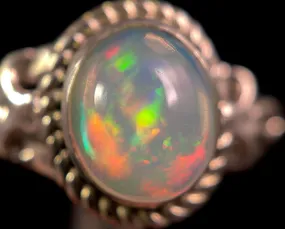 OPAL RING - Sterling Silver, Size 10 - Ethiopian Opal Rings for Women, Bridal Jewelry, Welo Opal, 49155