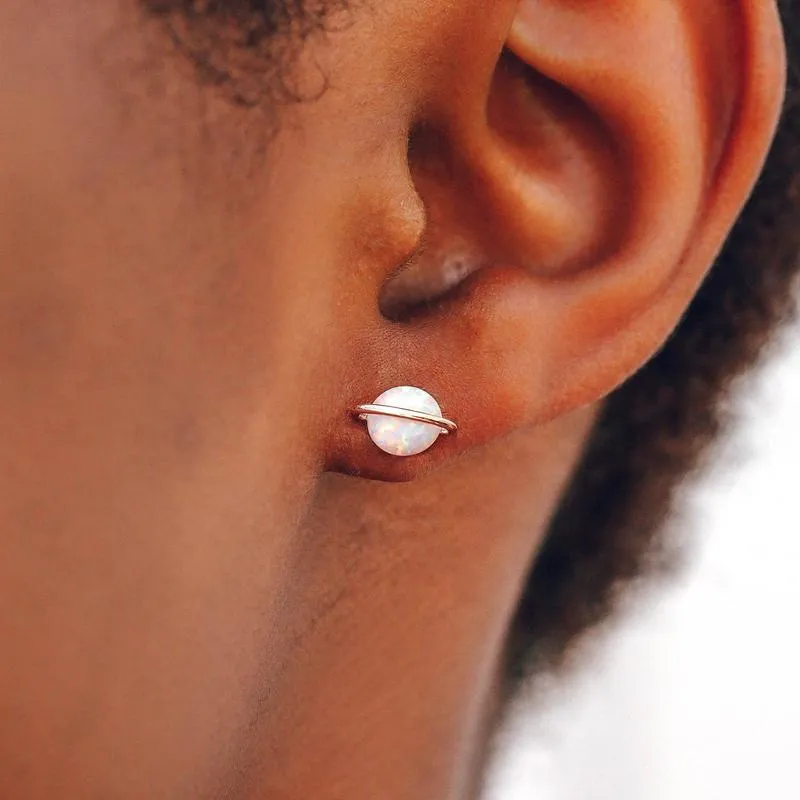 Opal Saturn Stud Earrings