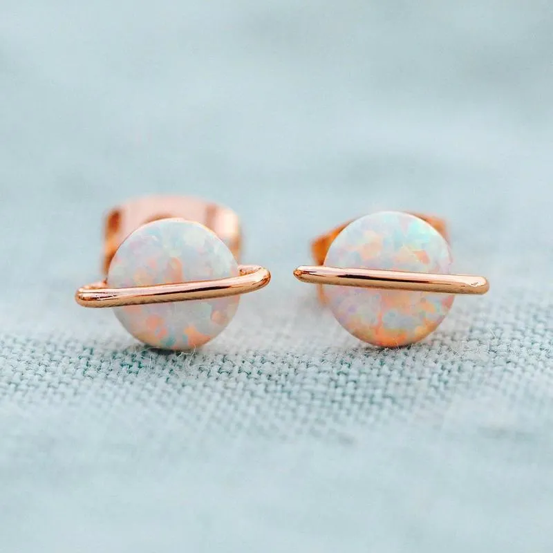 Opal Saturn Stud Earrings