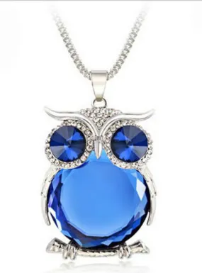 Owl Design Rhinestones Crystal Pendant Necklaces