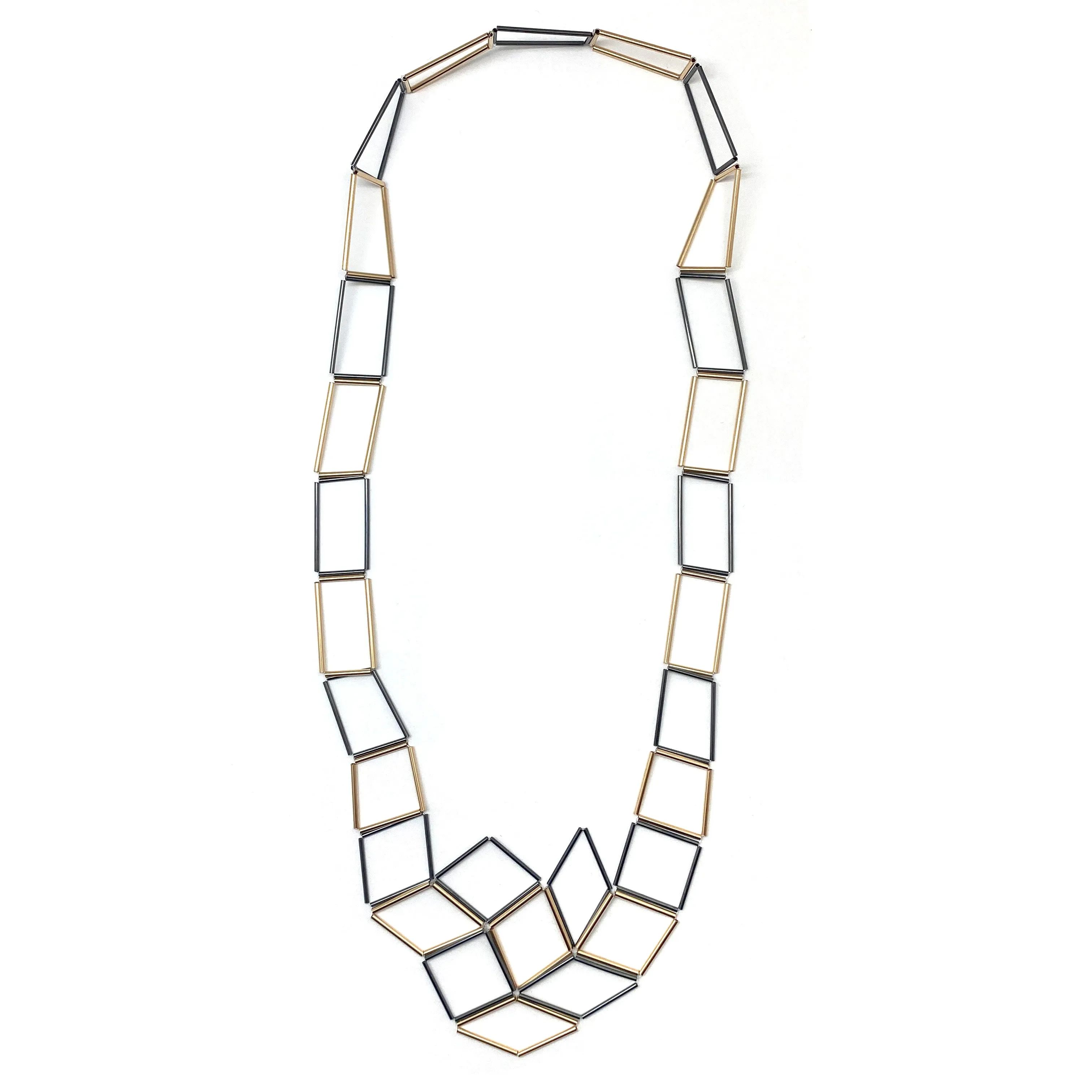 Oxidized and Gold Geometric Necklace