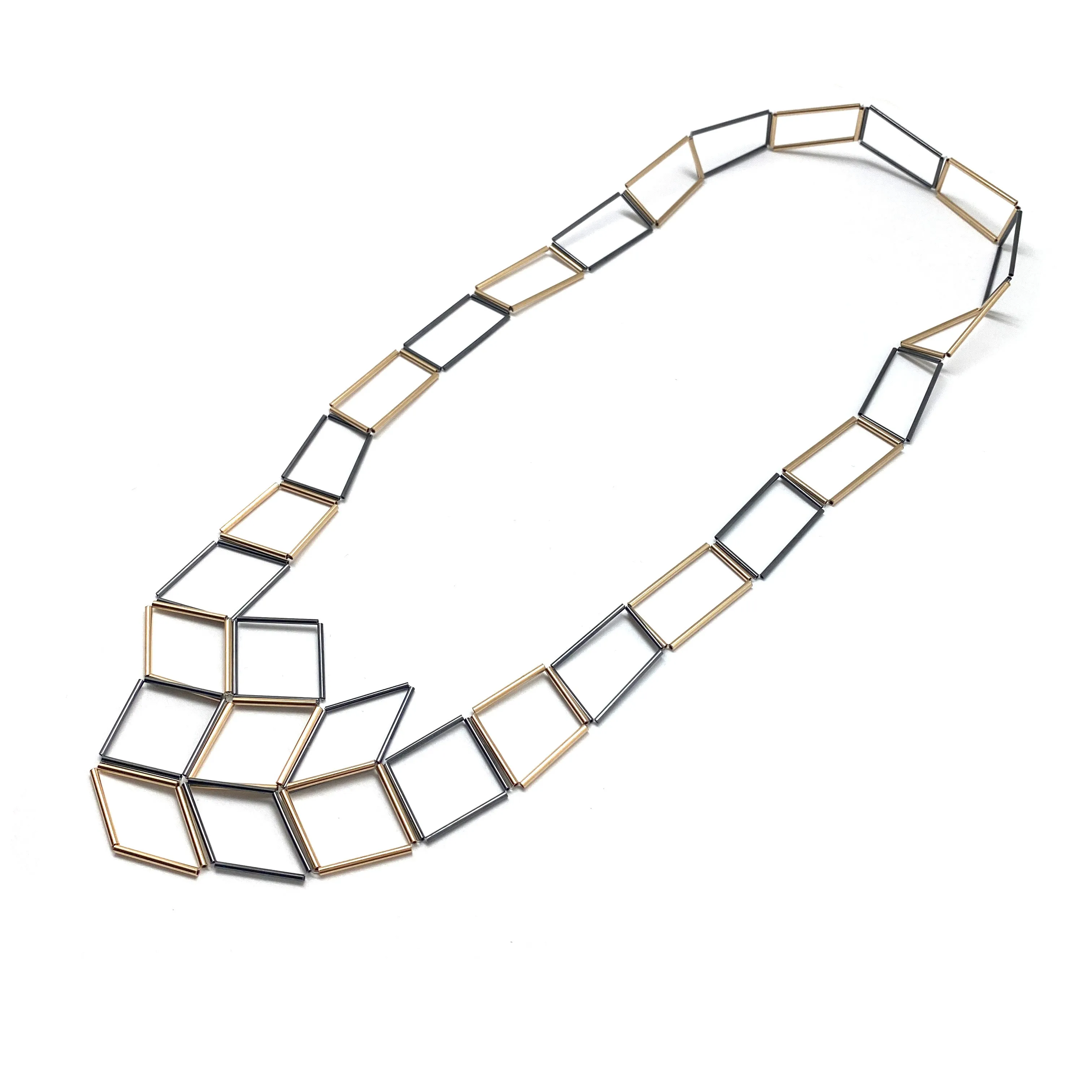 Oxidized and Gold Geometric Necklace