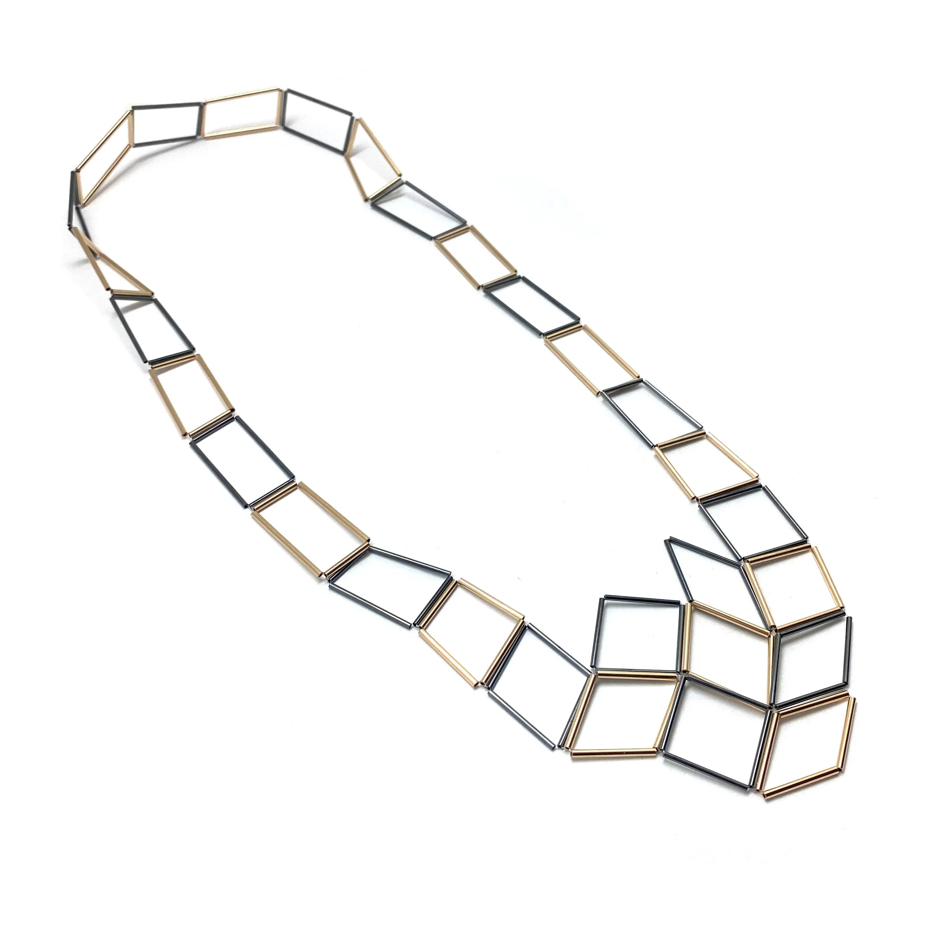 Oxidized and Gold Geometric Necklace