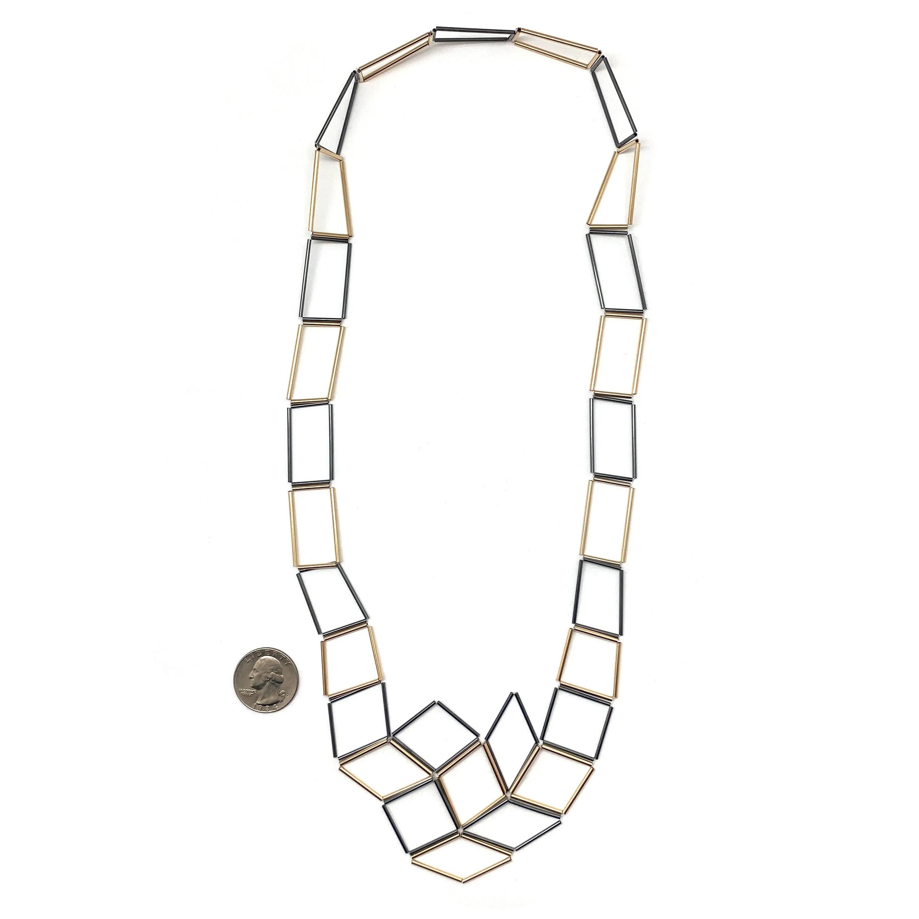 Oxidized and Gold Geometric Necklace