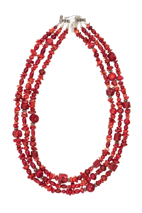 Paige Wallace Three Strand Red Coral Necklace