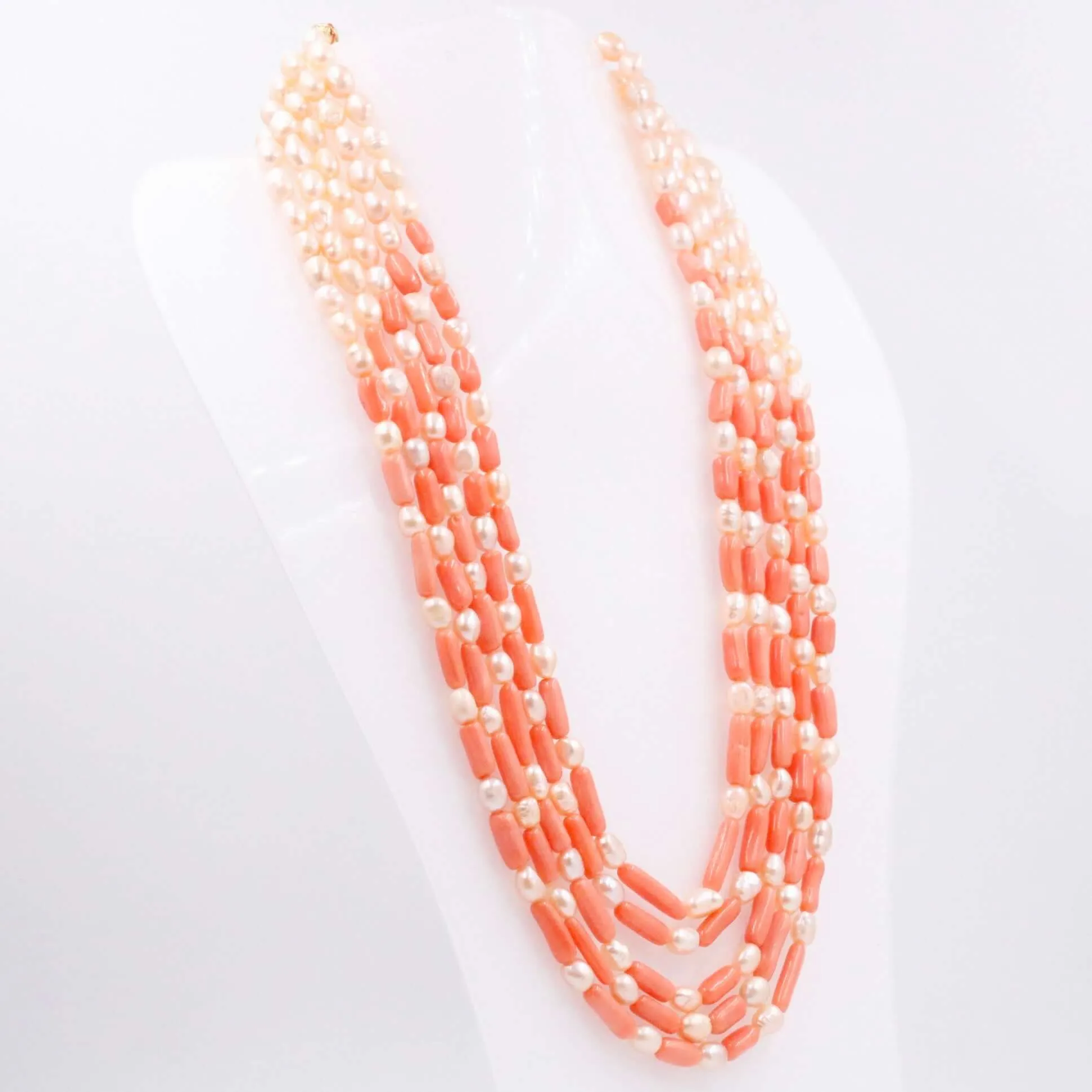 Pearl and Coral Necklace Fresh Water Pearl and Coral Layered Necklace Gemstone Necklace Long Necklace Indian Necklace SKU 6143327