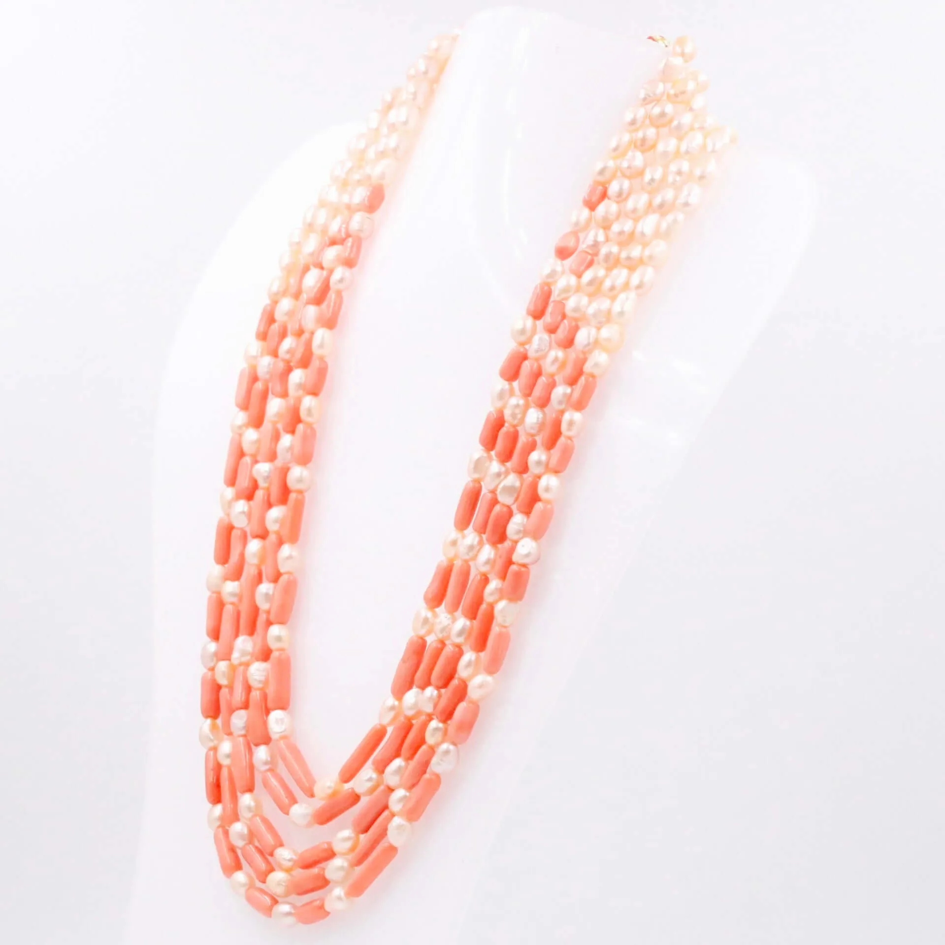 Pearl and Coral Necklace Fresh Water Pearl and Coral Layered Necklace Gemstone Necklace Long Necklace Indian Necklace SKU 6143327