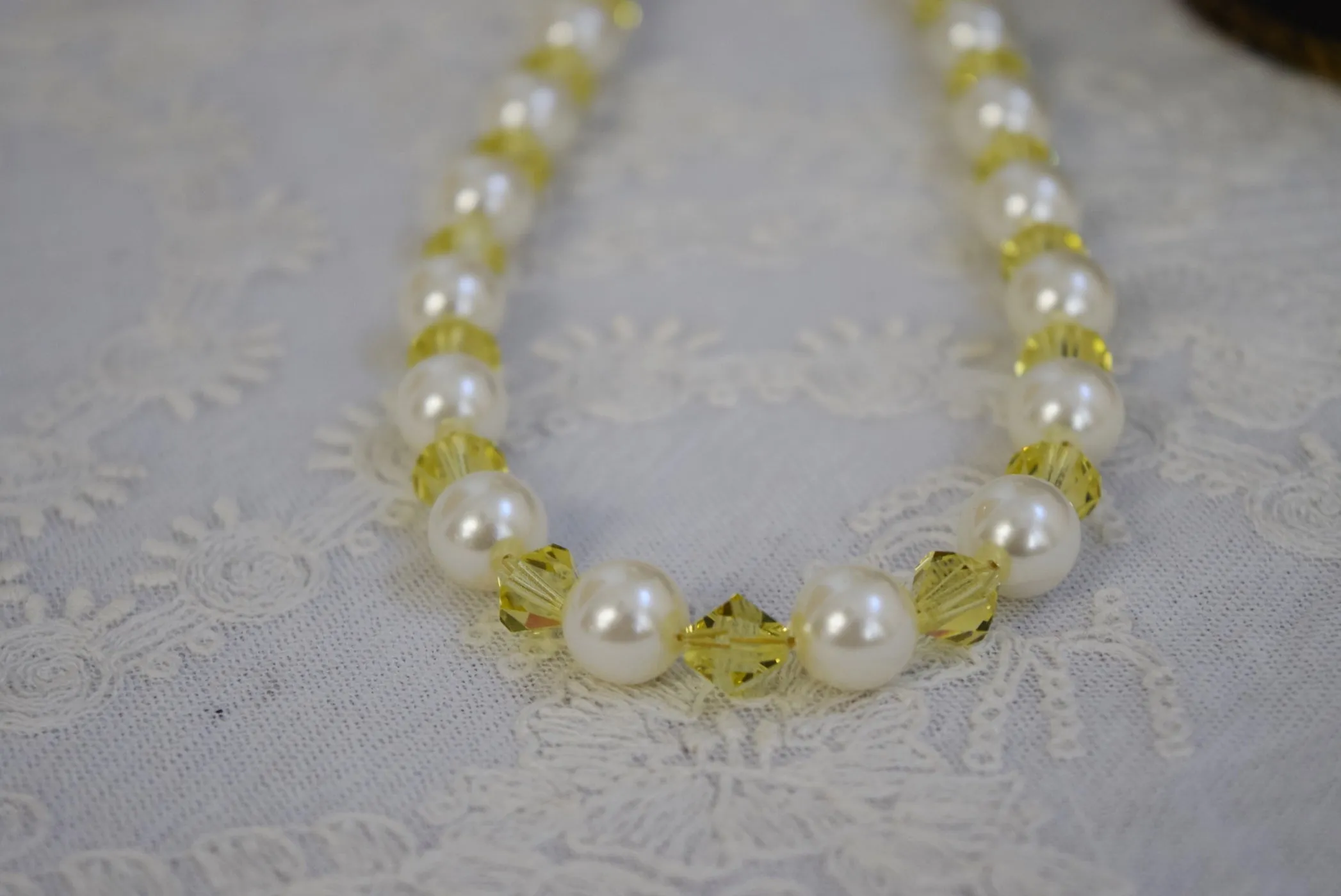 Pearl and Yellow Renaissance Necklace