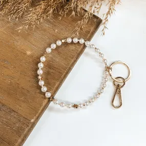 Pearly Whites Bangle Key Ring with Gold Stars