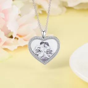 Personalize Rhinestone Heart Necklace With Picture Inside