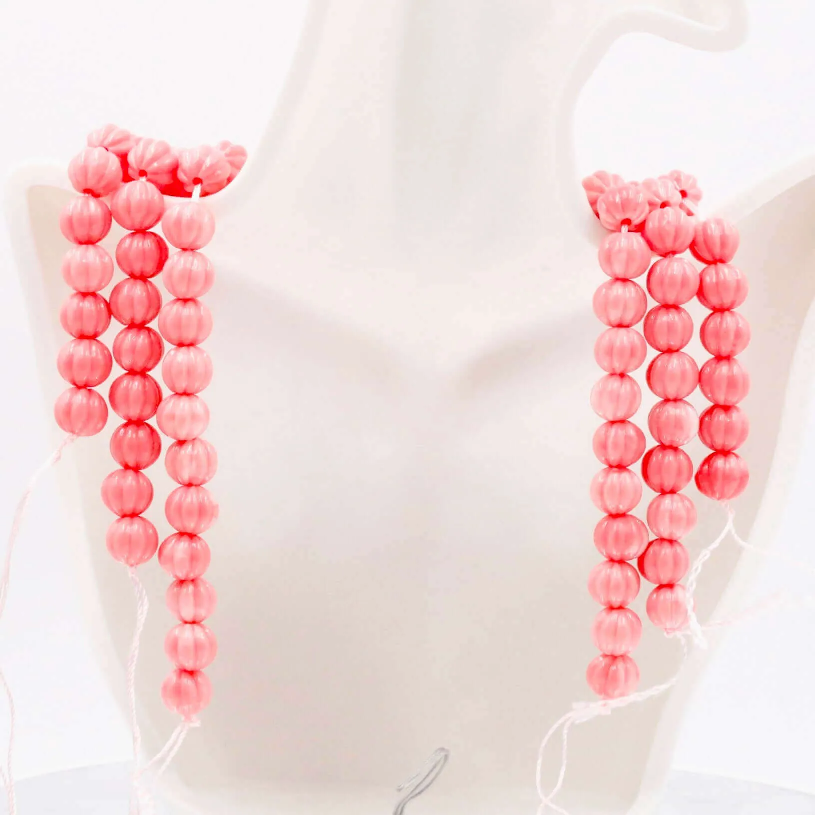 Pink Melon Beads Composite Coral Round Melon Strand Pink Resin Coral Beads Composite Coral Strand Unfinished Strand Pink Pumpkin Strand SKU: 6143180