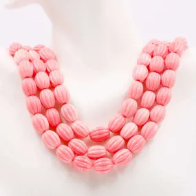 Pink Melon Beads Oval Melon Composite Coral Pink Melon Resin Coral Beads Composite Coral Strand Unfinished Strand Pink Strand SKU: 6143181