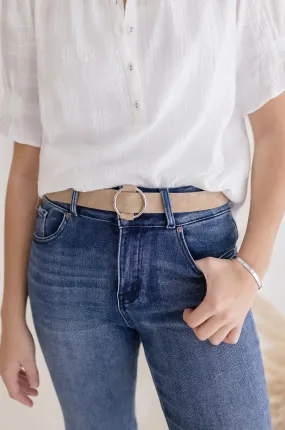 Quinn Adjustable Circle Buckle Belt Nude