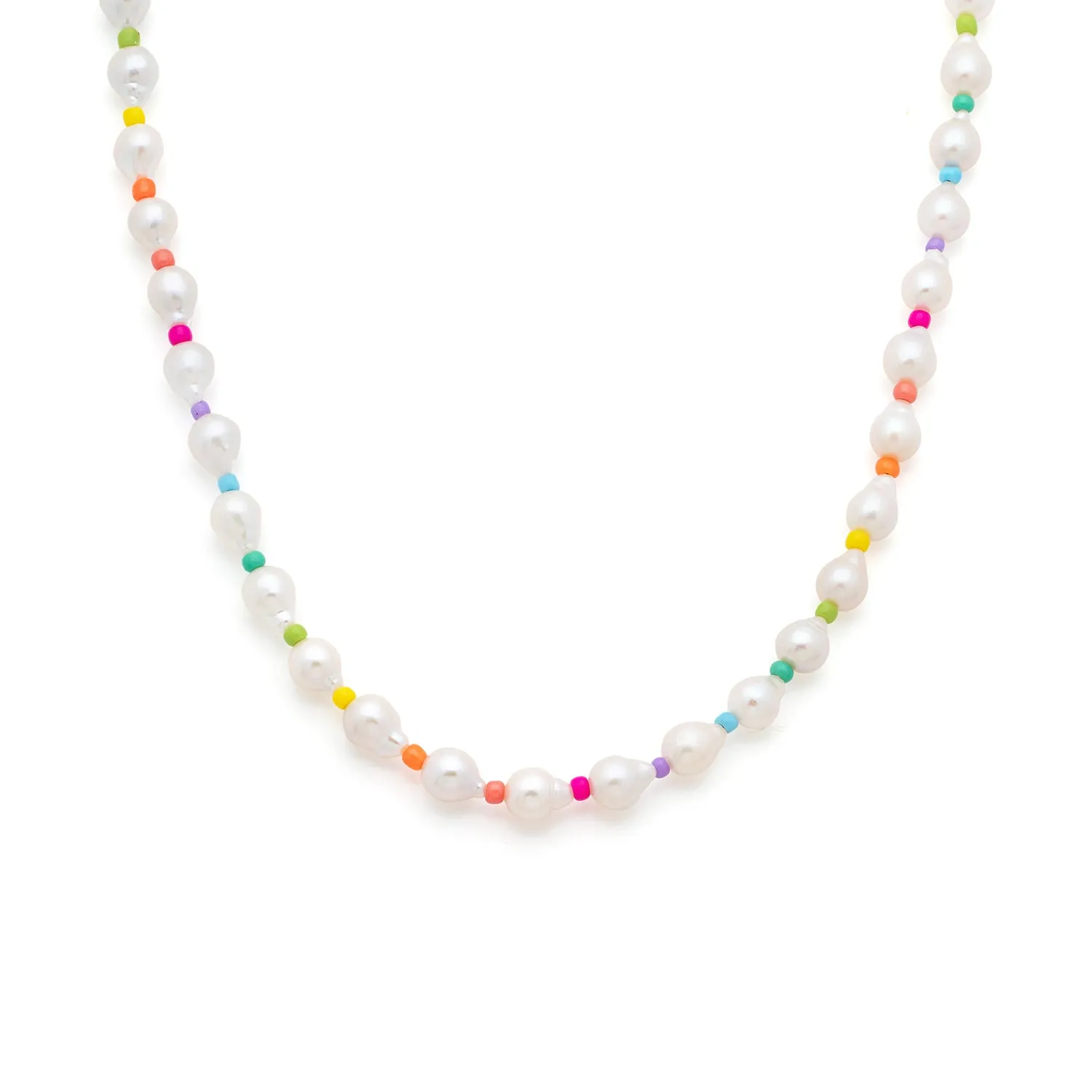 Rainbow Pearl Necklace | Gold