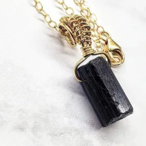 Raw Black Tourmaline Gemstone Necklace