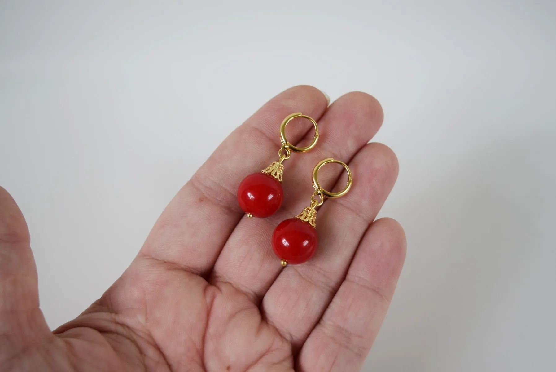 Red Coral Earrings