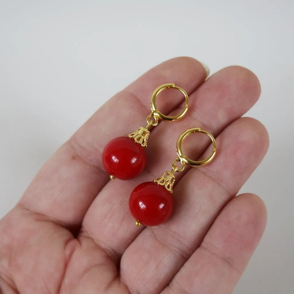 Red Coral Earrings