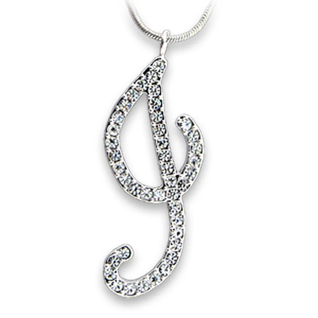 Rhodium Brass Pendant with Top Grade Crystal in Clear for Women Clear Stone Color Style OT121