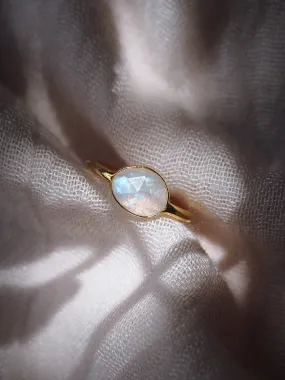 Rose Cut Rainbow Moonstone Ring - Hokulani