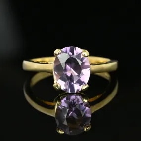 Rose de France Amethyst Solitare Ring in Gold