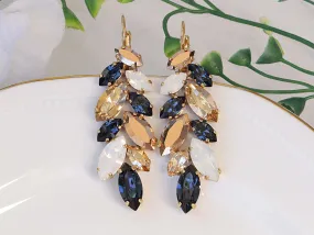 Rose Gold And Blue Navy WEDDING EARRINGS