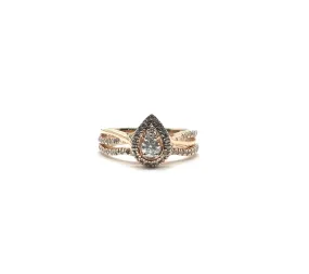 Rose Gold Pear Shaped Halo Wedding Set