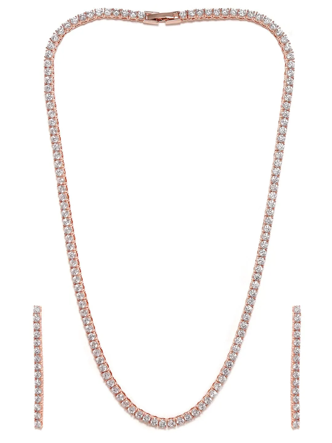 Rubans 18K Rose Gold Plated Brilliant Cut Diamond Zirconia Luxury Tennis Necklace set