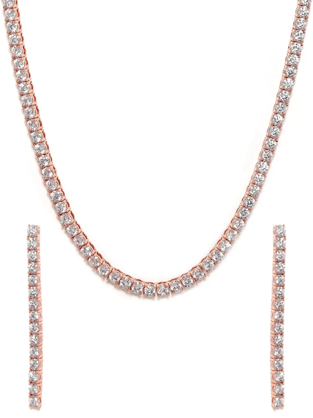 Rubans 18K Rose Gold Plated Brilliant Cut Diamond Zirconia Luxury Tennis Necklace set