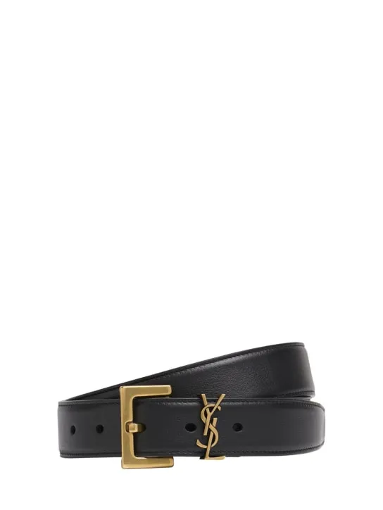 Saint Laurent   3cm Monogram leather belt 