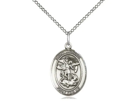 Saint Michael Silver Pendant With Chain