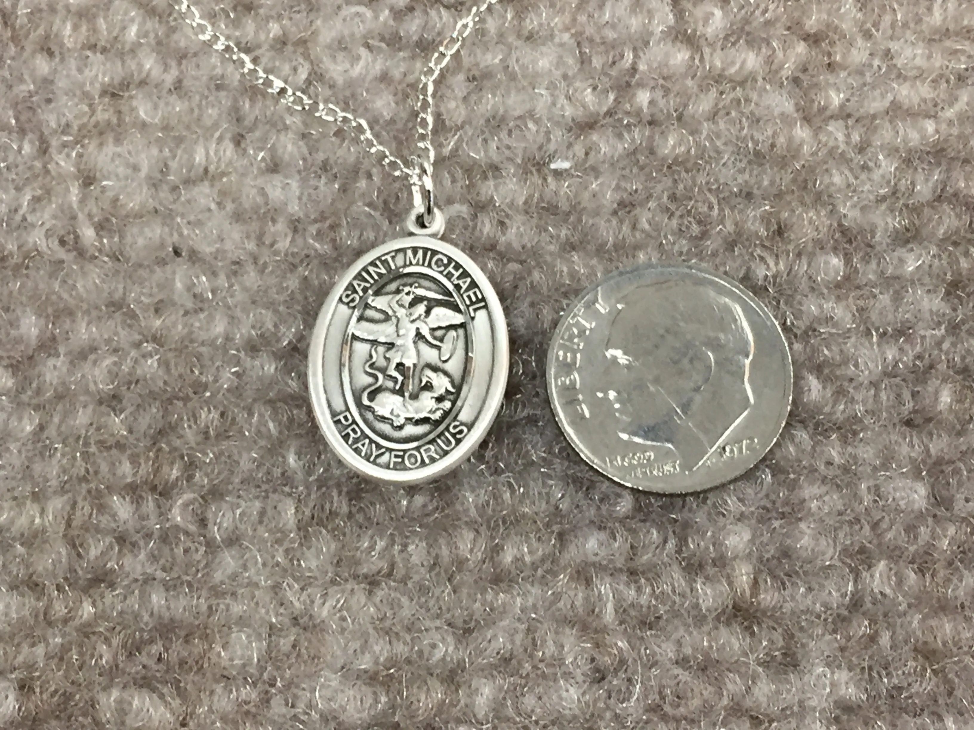 Saint Michael Silver Pendant With Chain