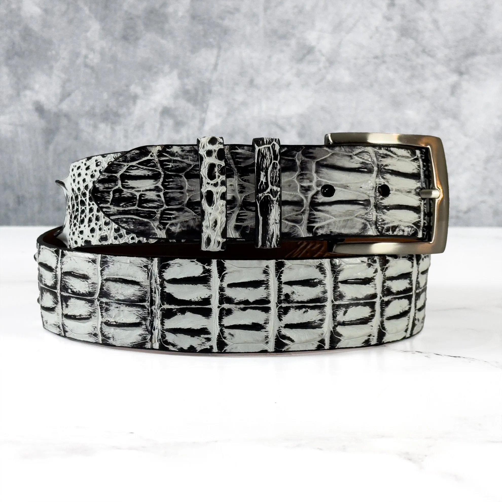 Saltwater Crocodile Belt: White Smoke